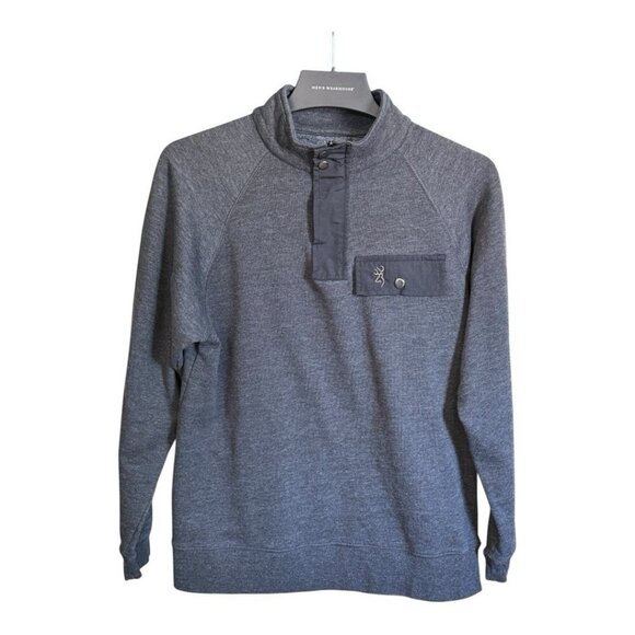 Browning Mens Boulder 1/4 Zip Pullover Sweatshirt~Size Medium~Heather Black - Picture 2 of 9